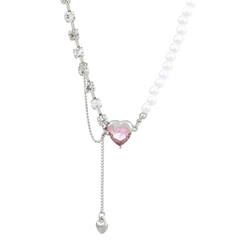 Sweet Heart Shape Alloy Plating Artificial Rhinestones Women's Necklace