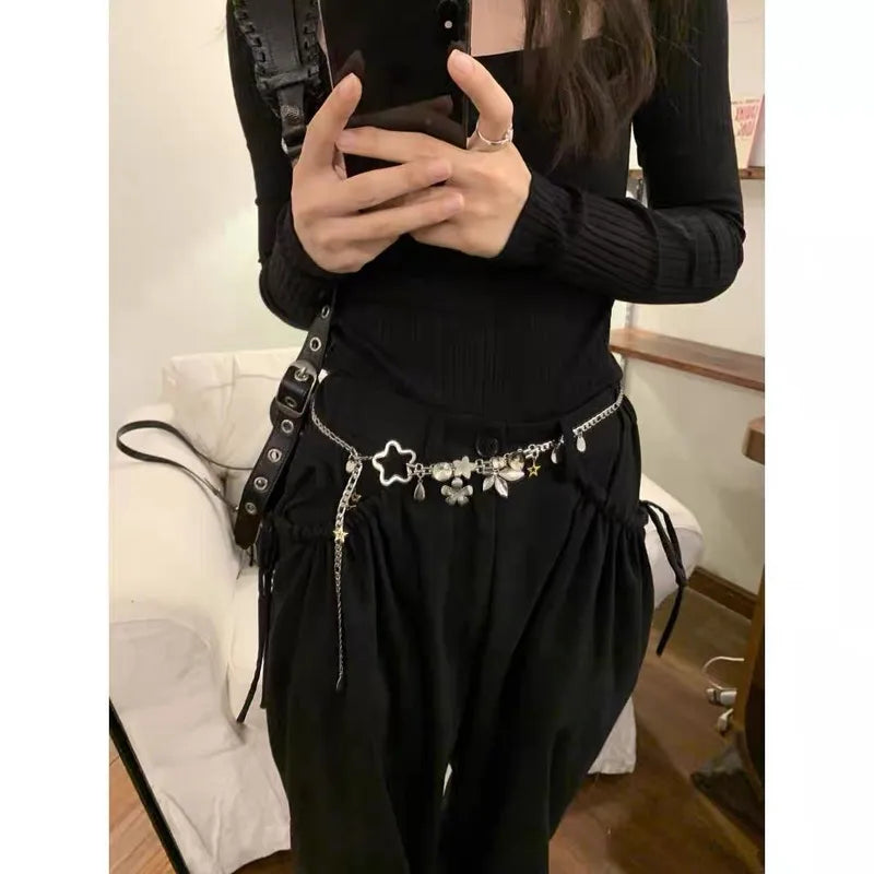 Silver Waist Chain Belt – Adjustable Fashion Necklace for Women