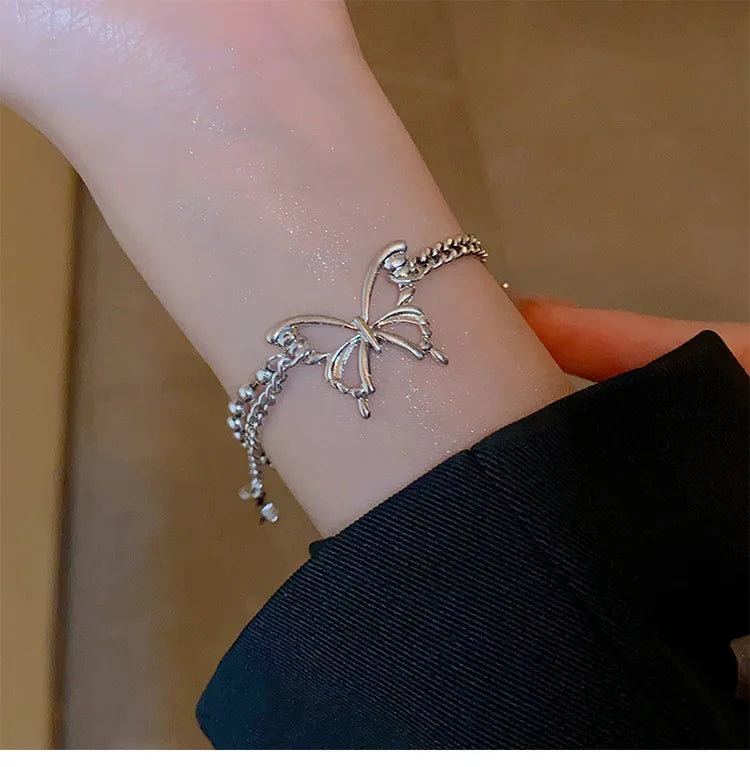 Silver Butterfly Bracelet – Chic Streetwear Chain Jewelry for Women