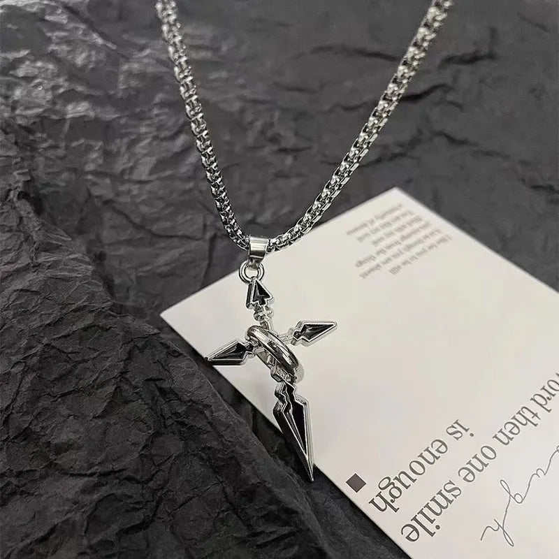 Casual Hip-Hop Cross Circle Titanium Steel Enamel Unisex Pendant Necklace