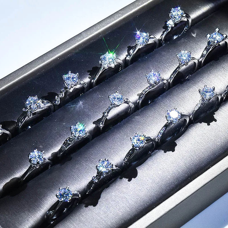 Brilliant Zircon Crystal Silver Adjustable Rings Collection