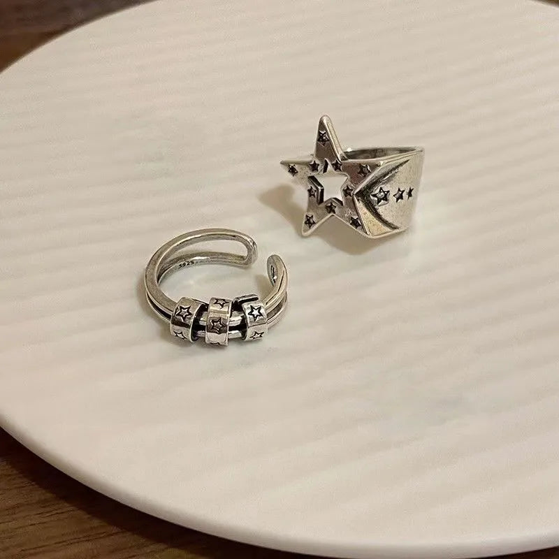 Dark Star Open Metal Ring – Hip Hop Gothic Style Adjustable Rings