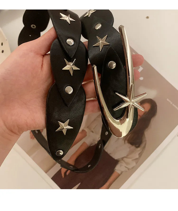 Design Niche Five-pointed Star Belt Women's Decorative Dress New Waisted High-end Small Belt