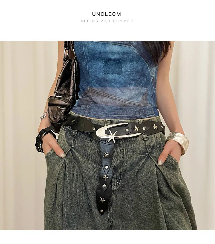 Design Niche Five-pointed Star Belt Women's Decorative Dress New Waisted High-end Small Belt