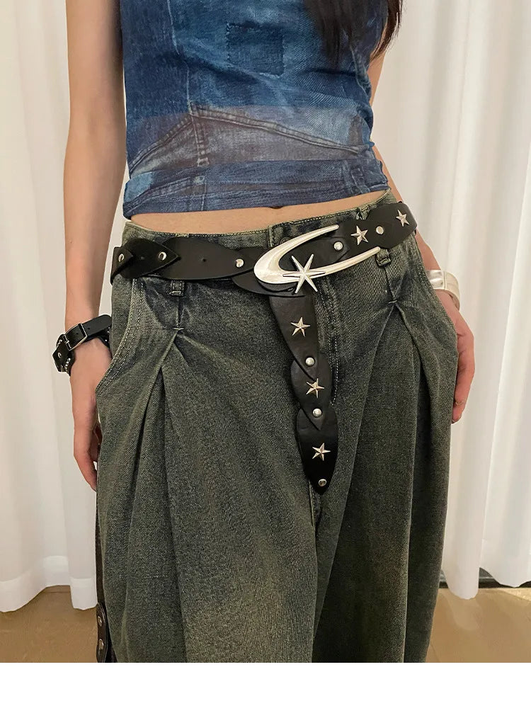 Design Niche Five-pointed Star Belt Women's Decorative Dress New Waisted High-end Small Belt