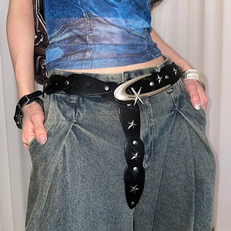Design Niche Five-pointed Star Belt Women's Decorative Dress New Waisted High-end Small Belt