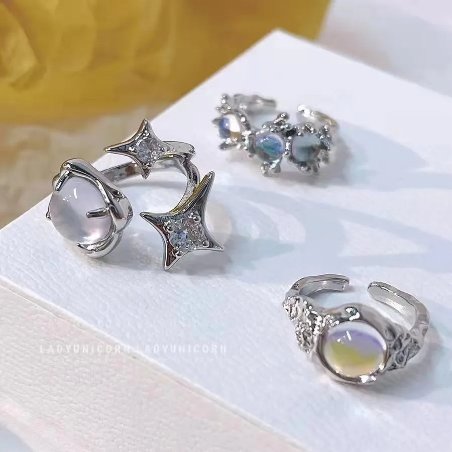 Y2K Star & Rose Crystal Ring
