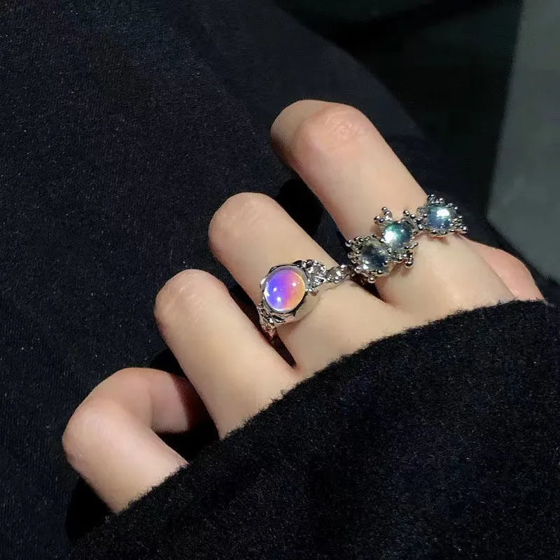 Y2K Star & Rose Crystal Ring