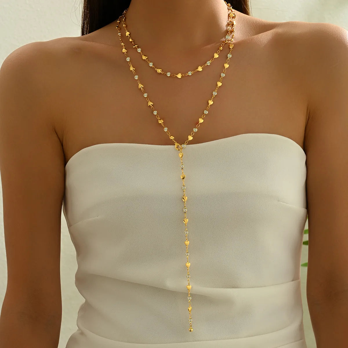 Women’s Elegant Heart Necklace Body Chain – Alloy Back Chain Jewelry for Party & Festival