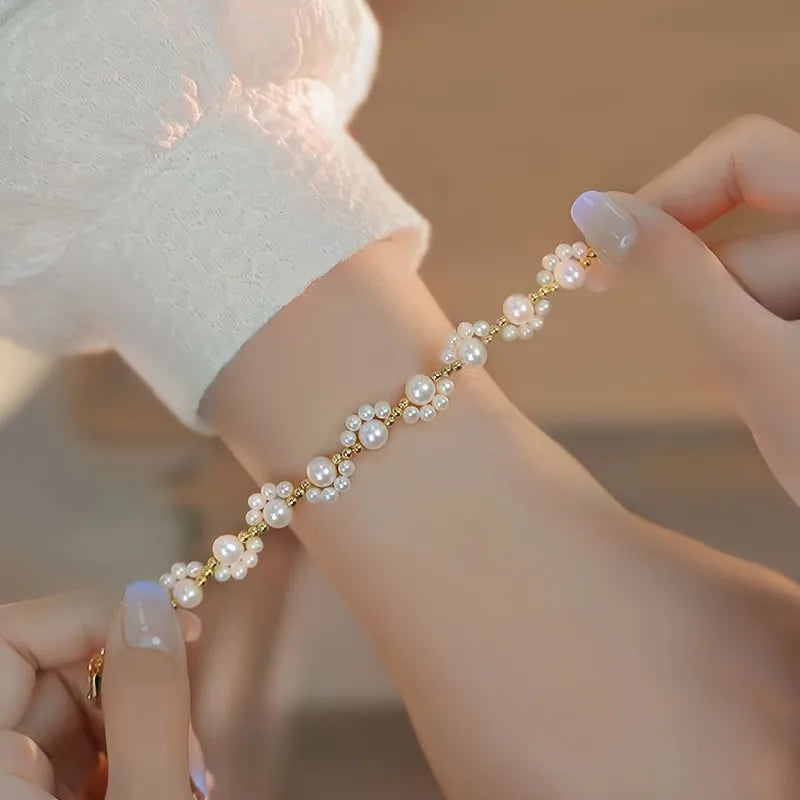 legant Aura Pearl Bracelet with Golden Touch