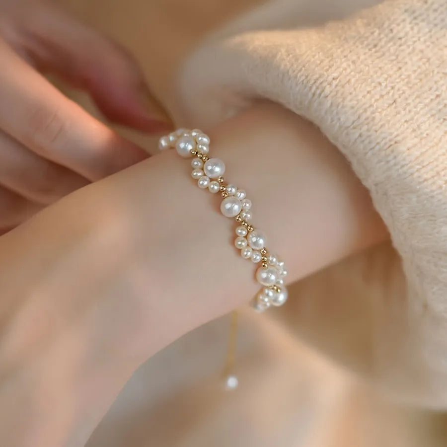legant Aura Pearl Bracelet with Golden Touch