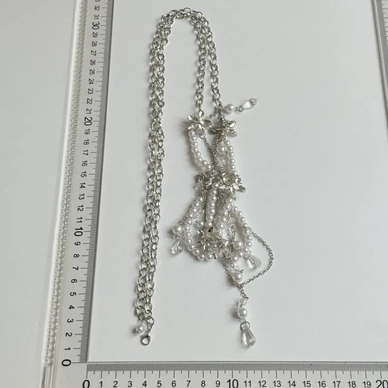 Multi-Layer Pearl Flower Waterdrop Tassel Waist Chain