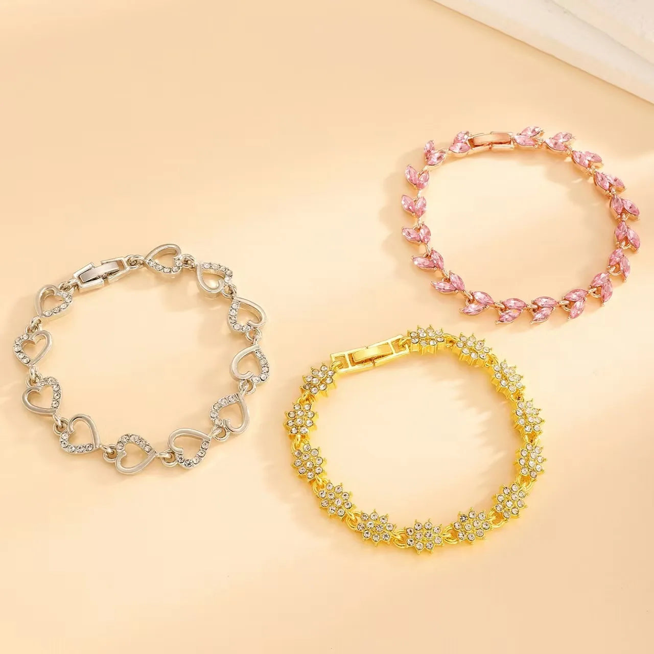 Elegant Zircon Alloy Chain & Link Bracelets