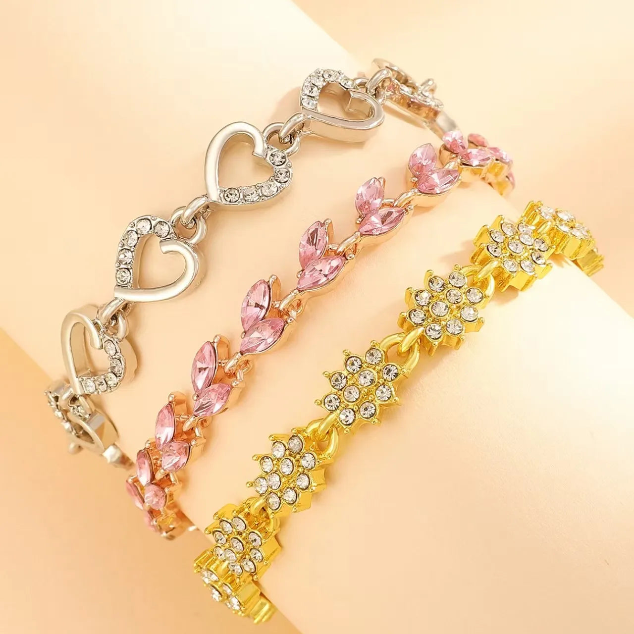 Elegant Zircon Alloy Chain & Link Bracelets