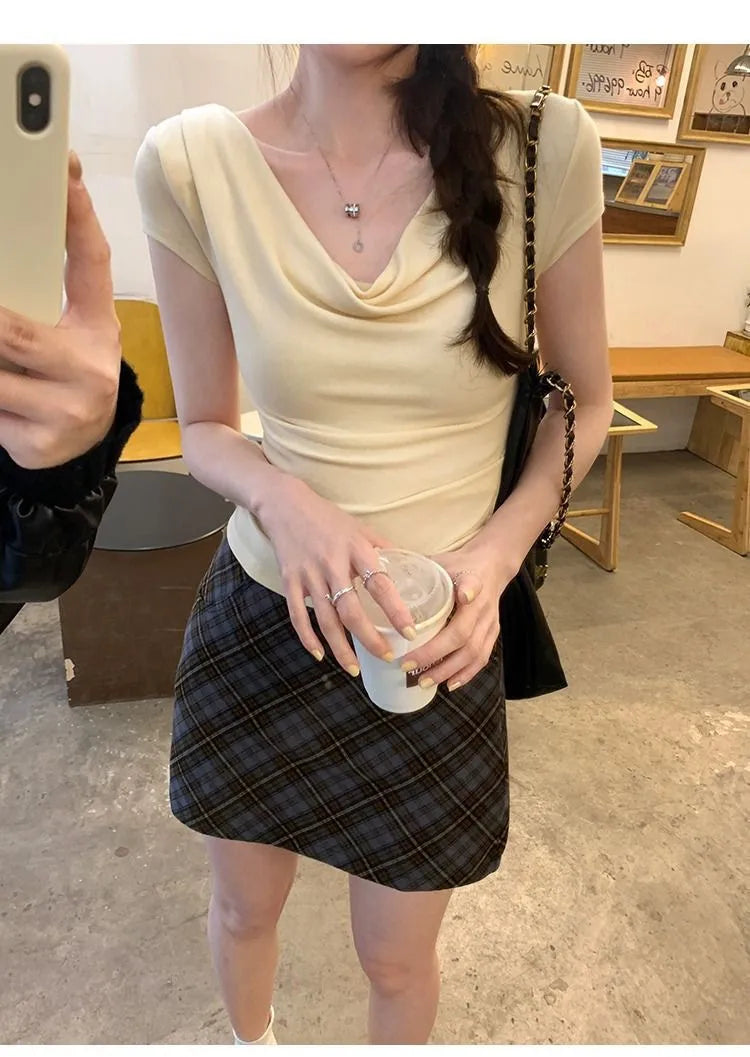Women's Off-Shoulder Slim Fit Short Sleeve Casual Top