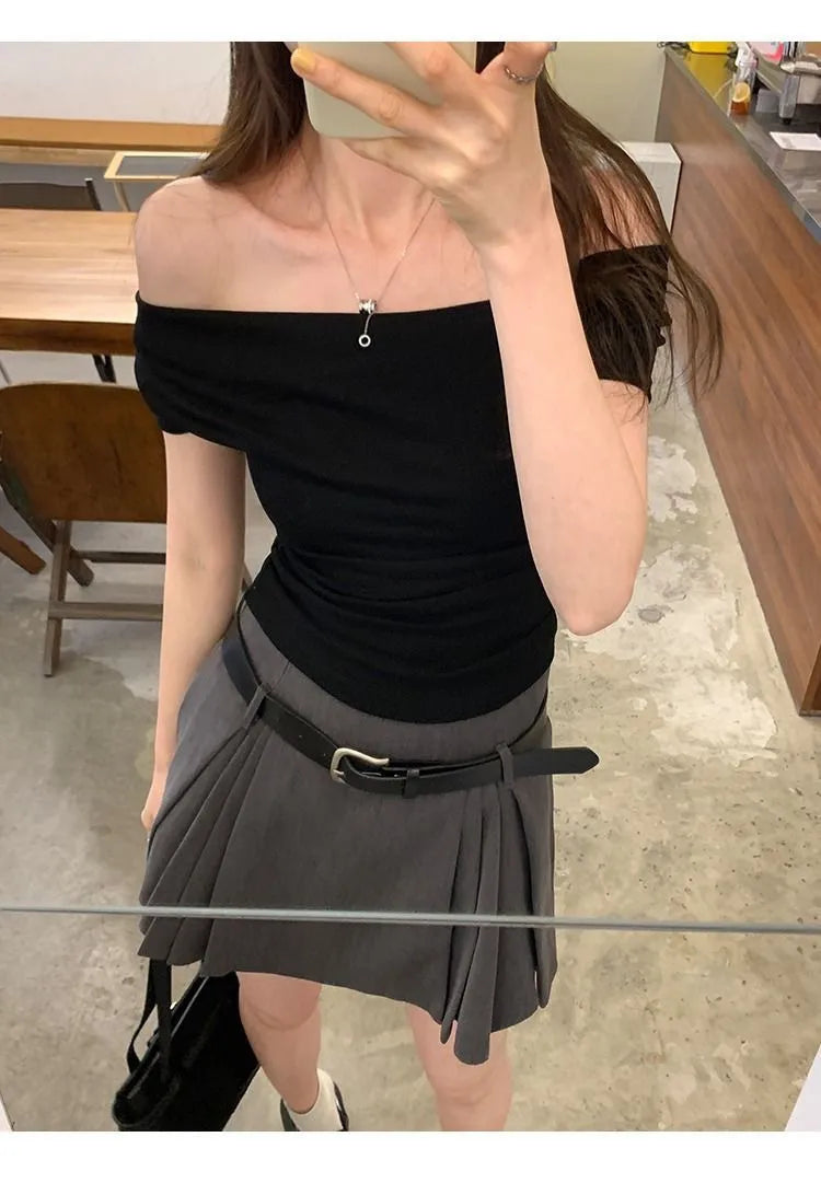 Women's Off-Shoulder Slim Fit Short Sleeve Casual Top