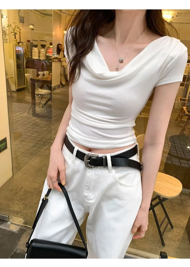 Women's Off-Shoulder Slim Fit Short Sleeve Casual Top
