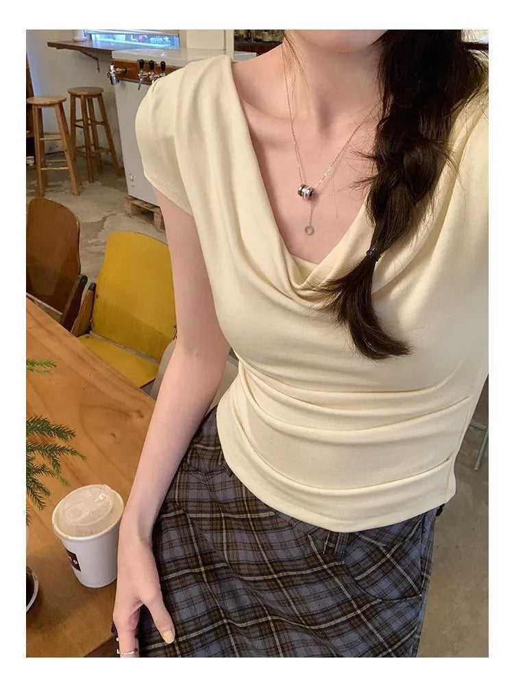 Women's Off-Shoulder Slim Fit Short Sleeve Casual Top