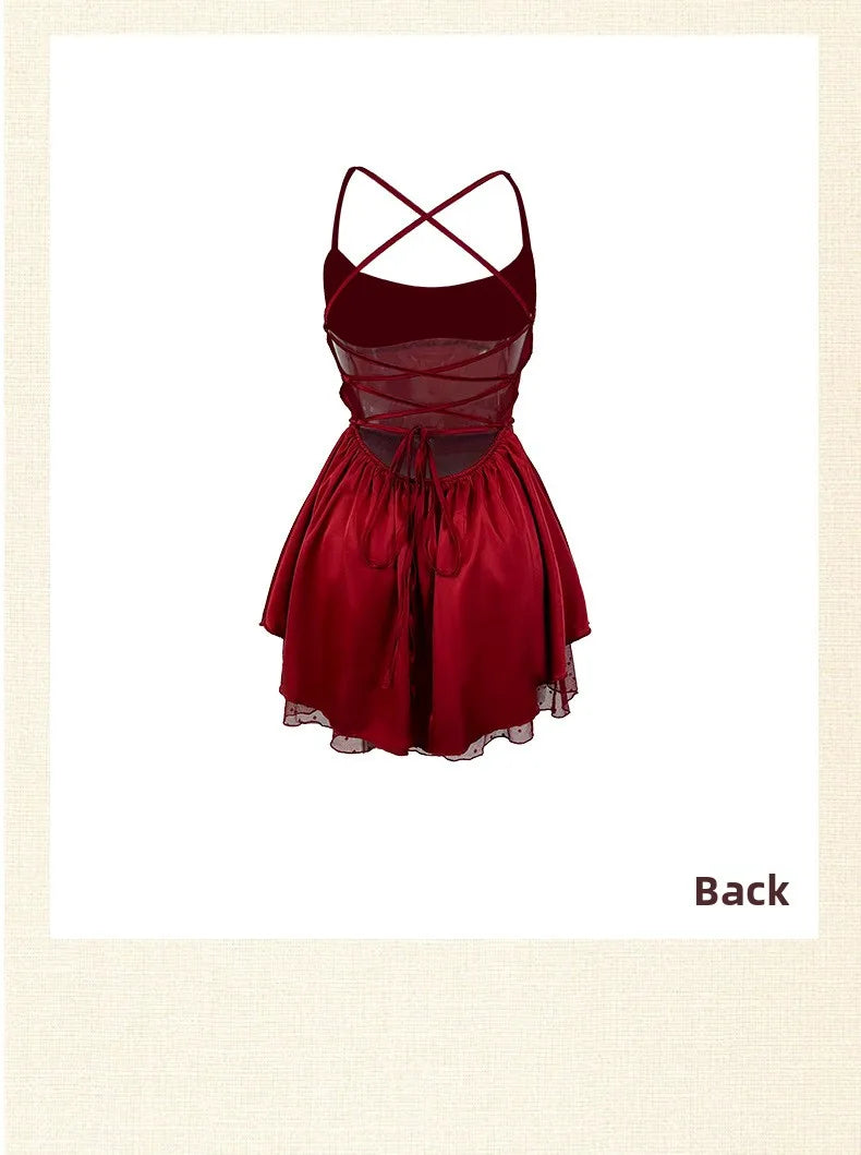 Women's Elegant White Satin Mini Dress β Sleeveless Spaghetti Strap Backless Party Dress