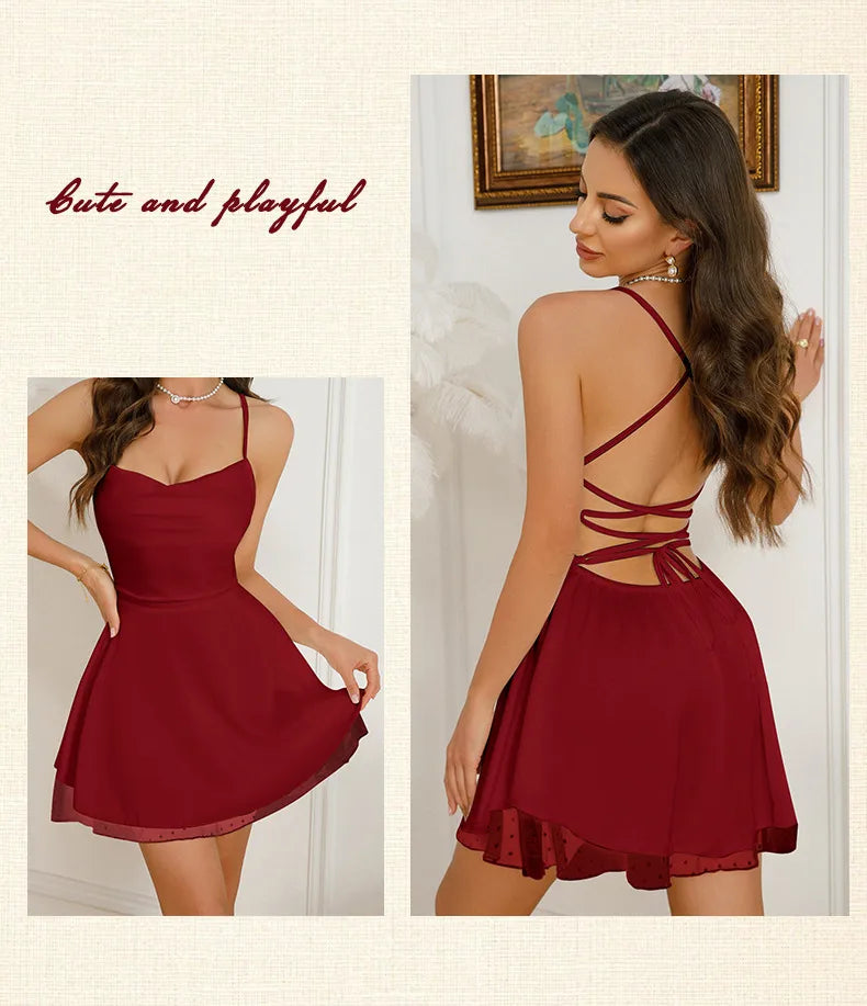 Women's Elegant White Satin Mini Dress β Sleeveless Spaghetti Strap Backless Party Dress