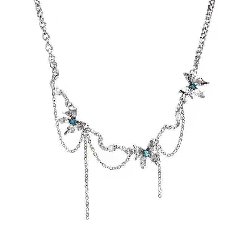 Glacier Butterfly Tassel Necklace for Women – Japanese Korean Fashion High-End Accessories