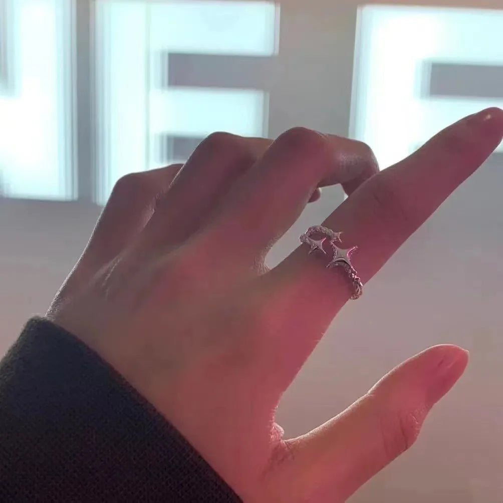 High-Grade Star Open Silver Ring – Elegant Minimalist Design