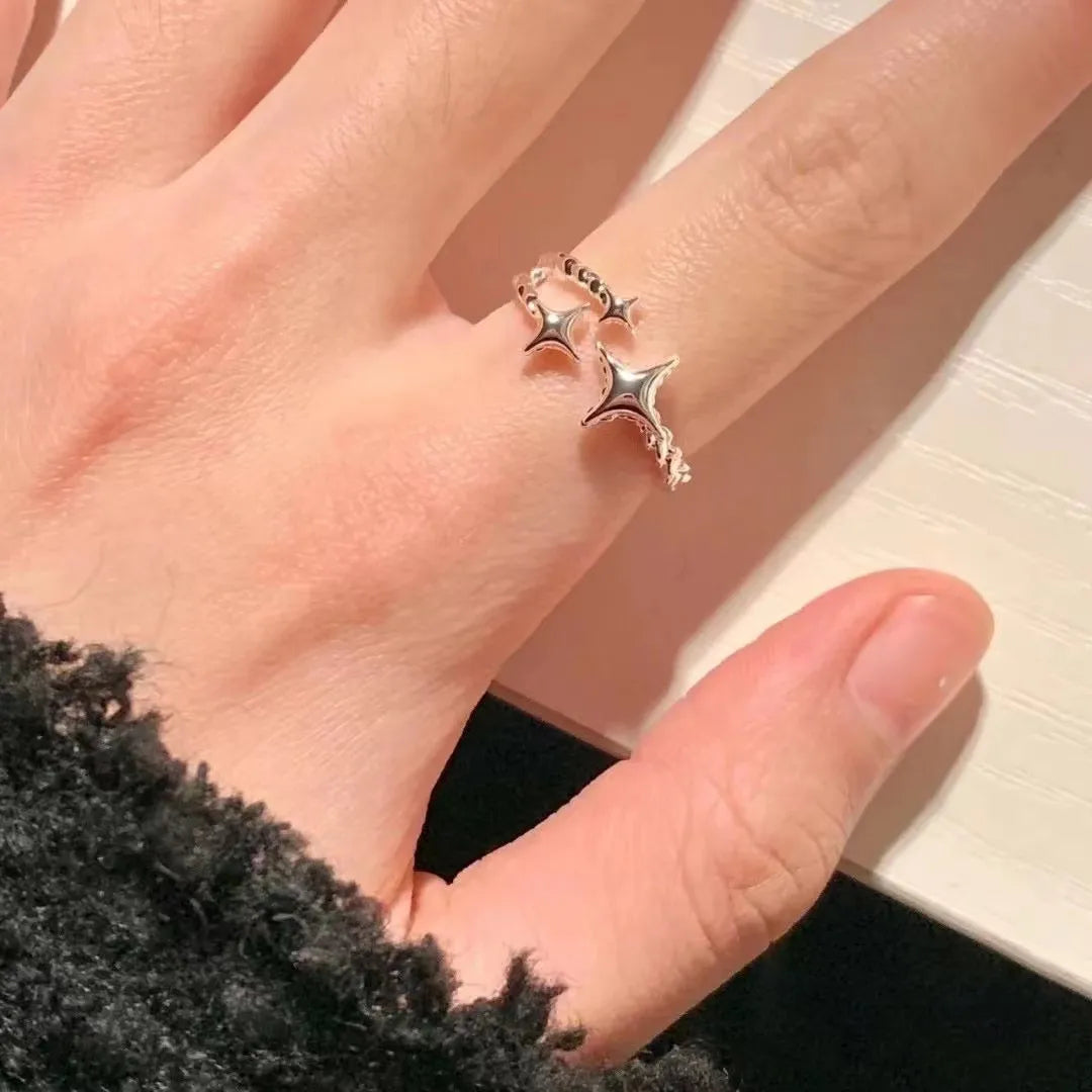 High-Grade Star Open Silver Ring – Elegant Minimalist Design