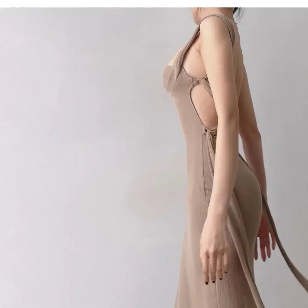 Women's Elegant Sleeveless Square Neck Bodycon Maxi Dress β Slim Fit Waist Cinching Long Dress