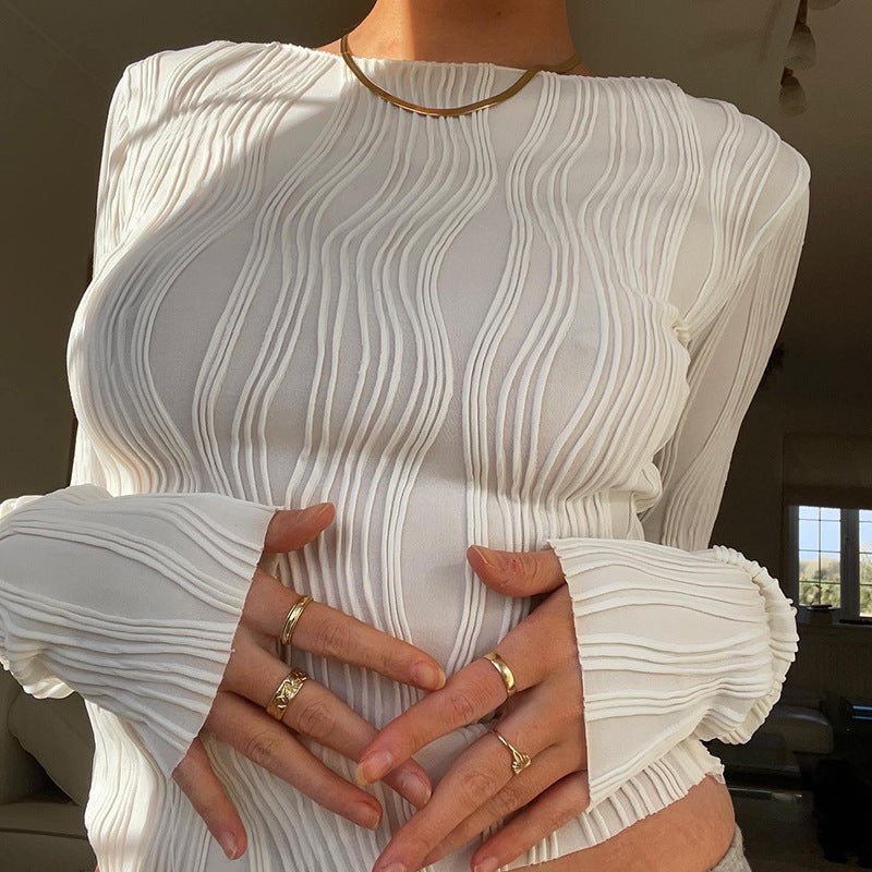 Women’s Fashion Blouse – Solid Color Long Sleeve Casual Top