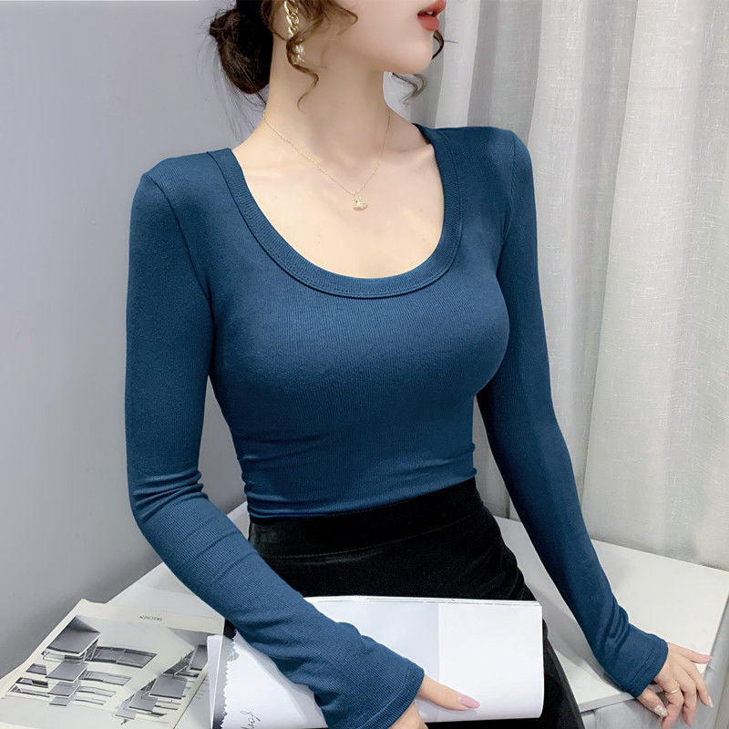 Women’s British Style Long Sleeve – Elegant Solid Color Shirt