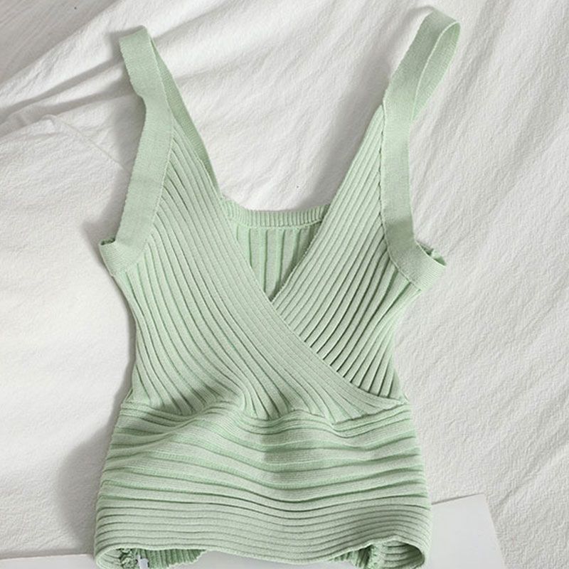 Women’s Sexy Patchwork Tank Top – Washed Knit