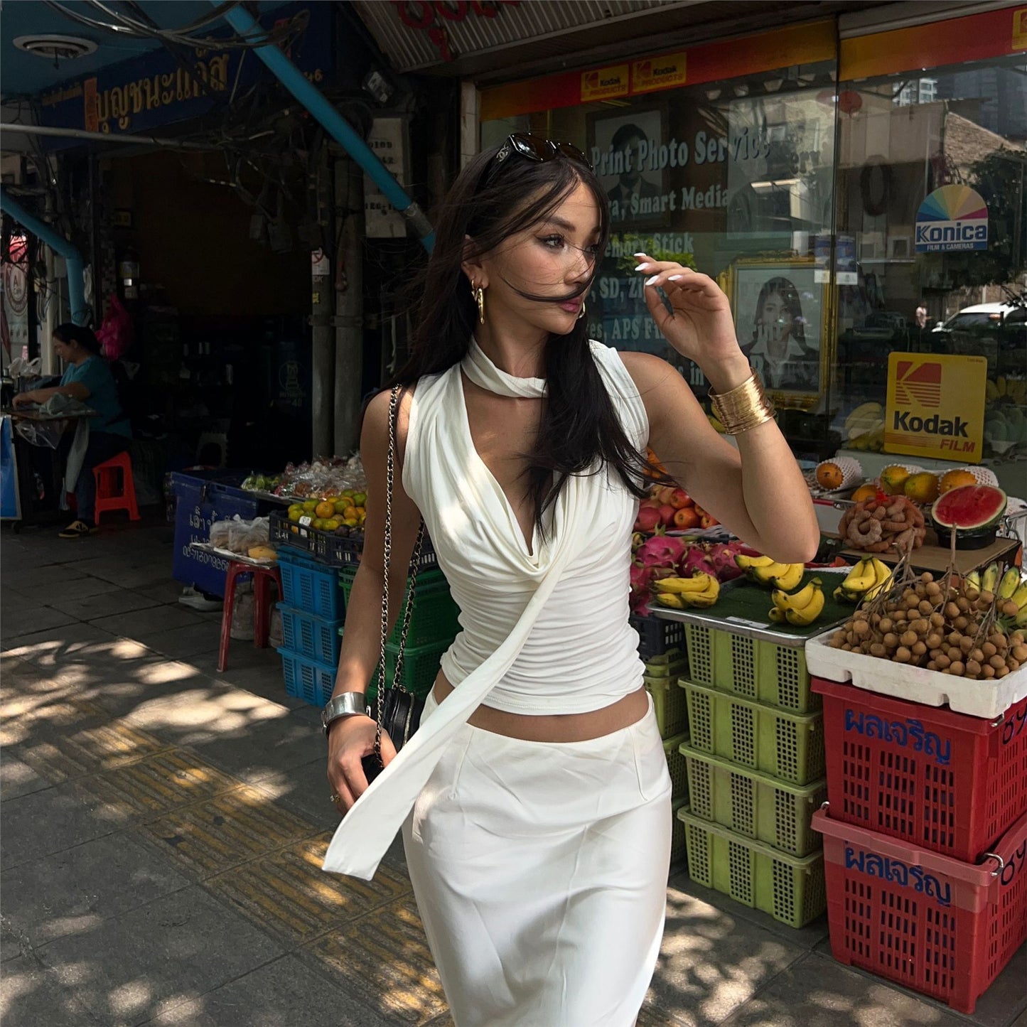 Summer Sexy Slim-Fit Strap Vest – American Spice Girl Style with Swing Collar