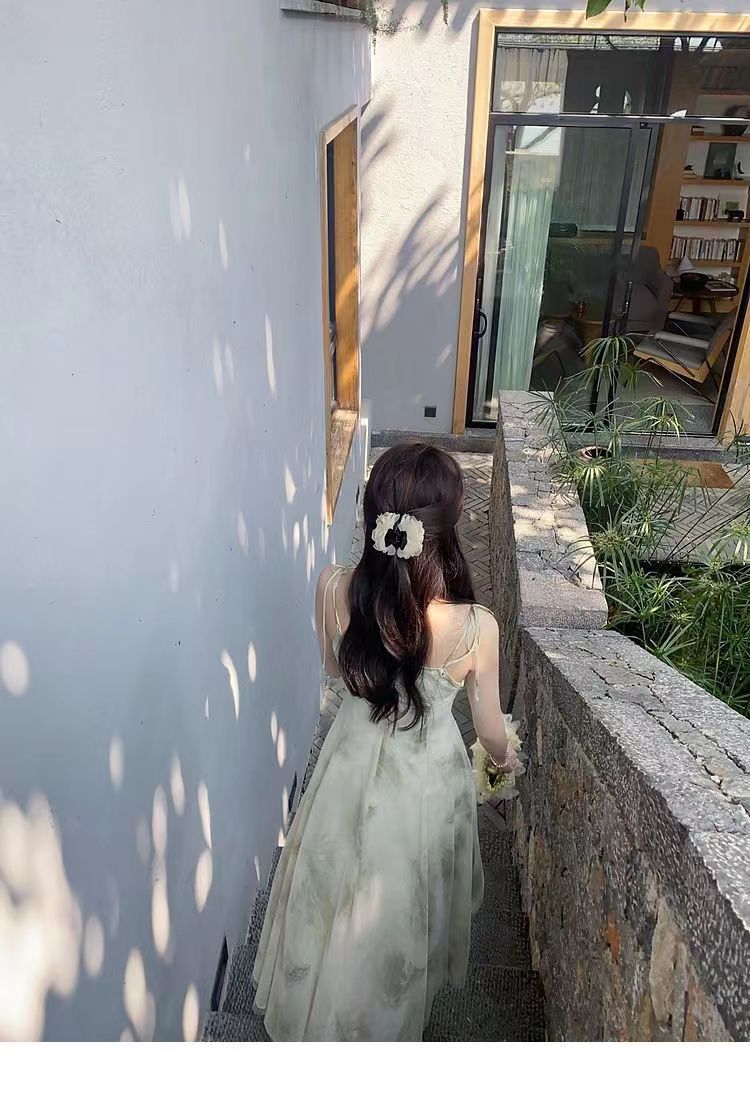 New Style Summer New Arrival Long Dress Fairy Ruffled Printed Sleeveless Elegant Dress