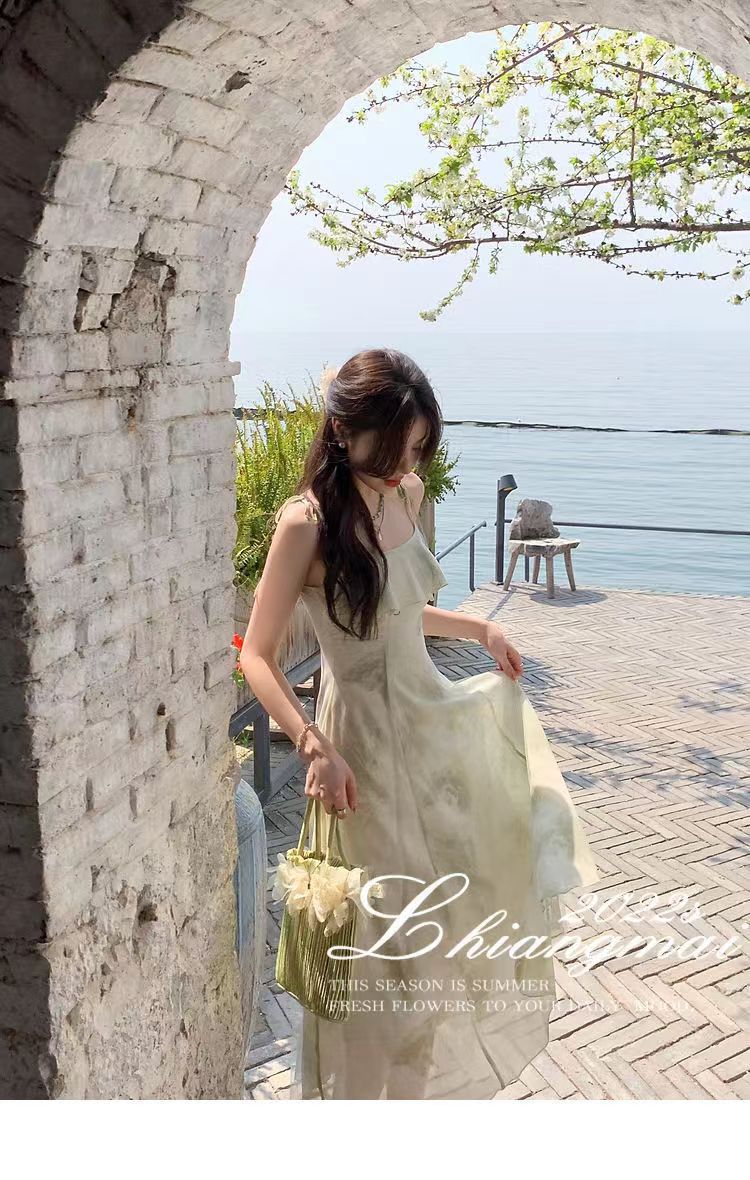 New Style Summer New Arrival Long Dress Fairy Ruffled Printed Sleeveless Elegant Dress