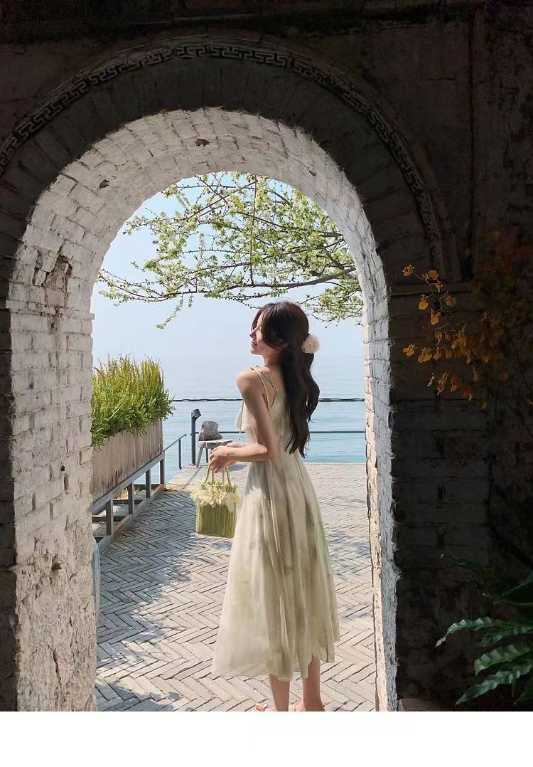 New Style Summer New Arrival Long Dress Fairy Ruffled Printed Sleeveless Elegant Dress