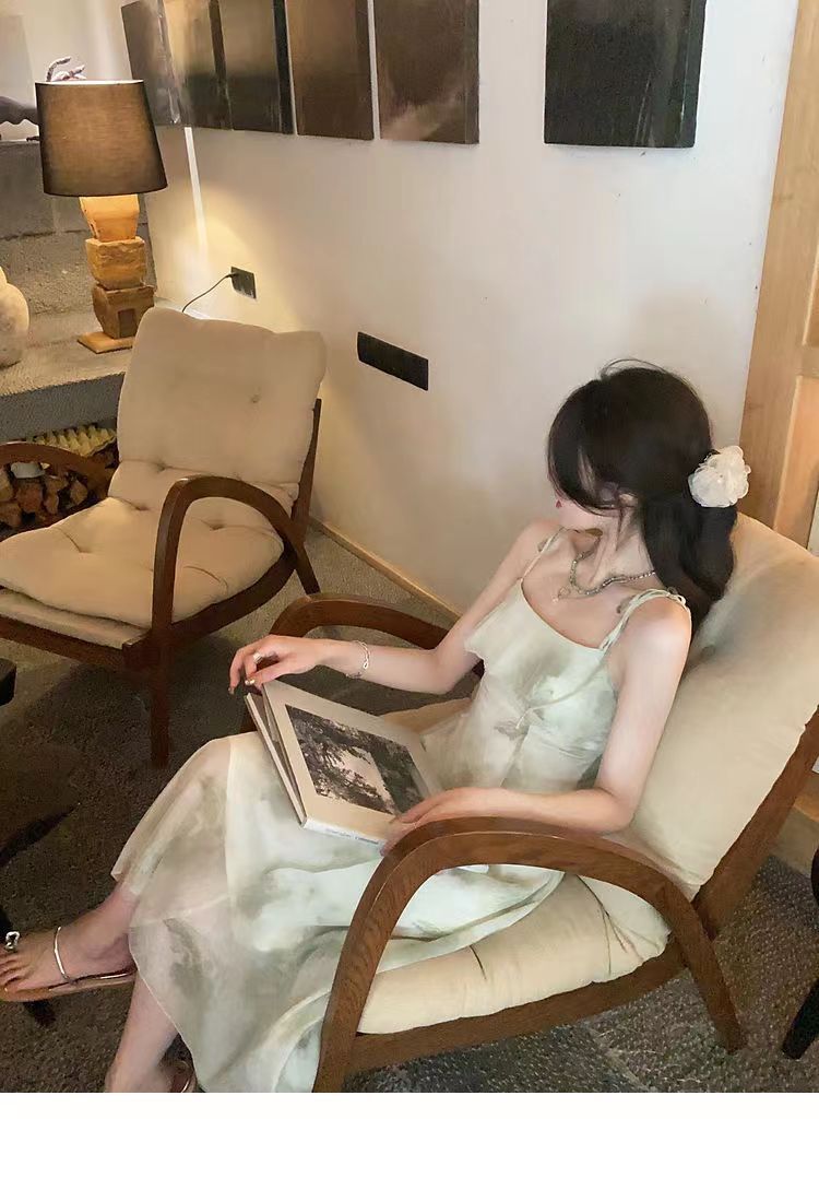 New Style Summer New Arrival Long Dress Fairy Ruffled Printed Sleeveless Elegant Dress