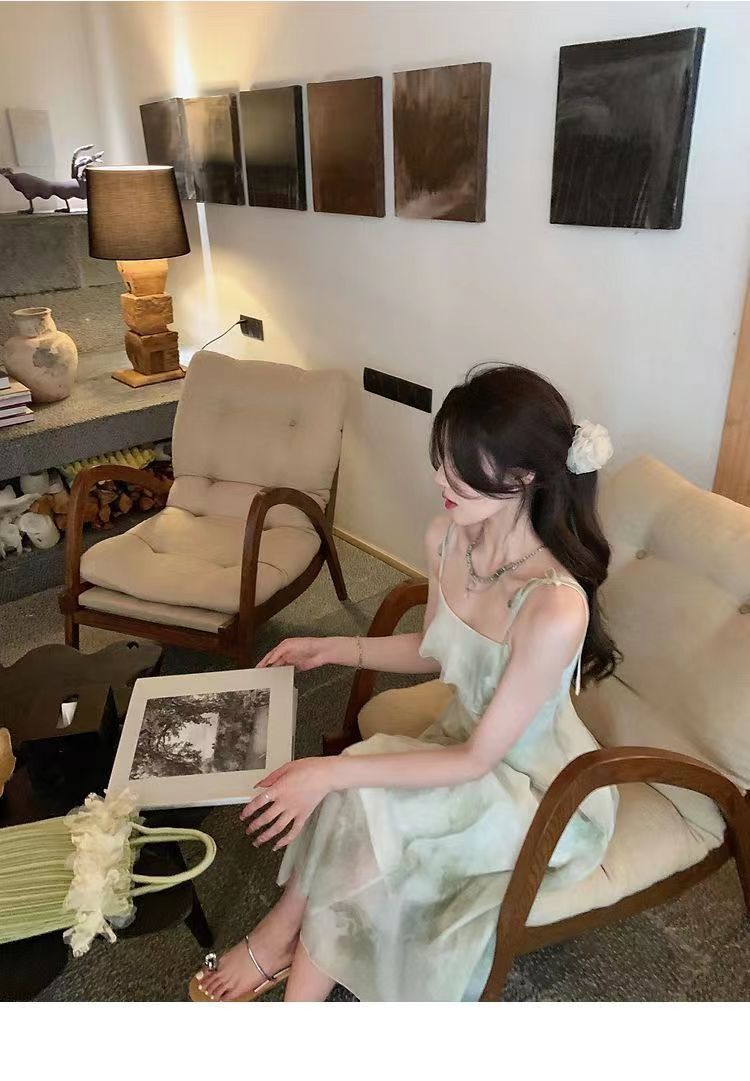 New Style Summer New Arrival Long Dress Fairy Ruffled Printed Sleeveless Elegant Dress