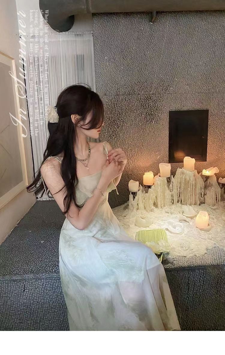 New Style Summer New Arrival Long Dress Fairy Ruffled Printed Sleeveless Elegant Dress