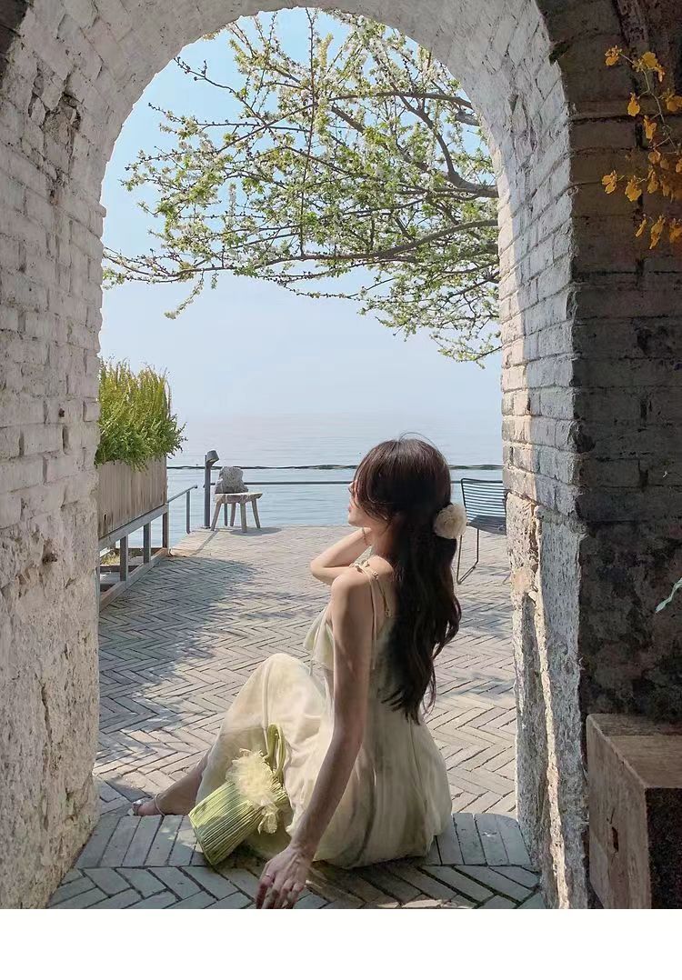 New Style Summer New Arrival Long Dress Fairy Ruffled Printed Sleeveless Elegant Dress