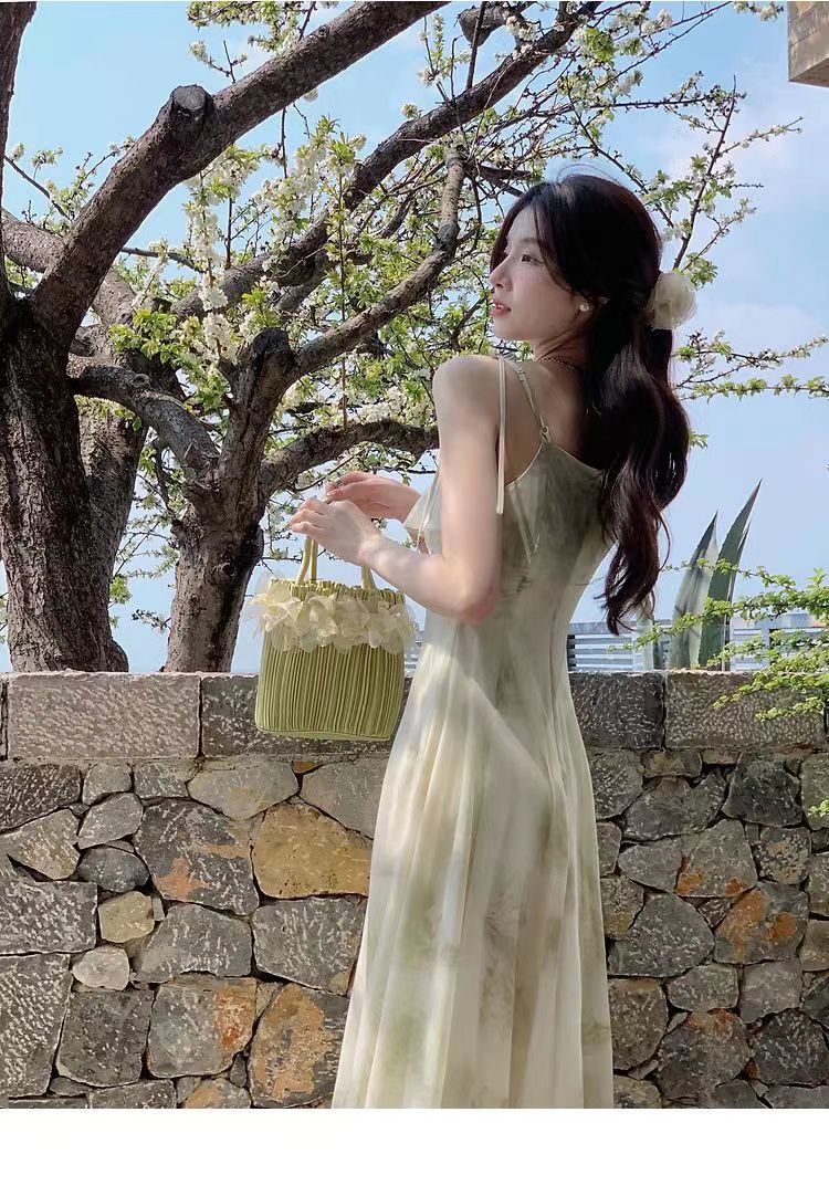 New Style Summer New Arrival Long Dress Fairy Ruffled Printed Sleeveless Elegant Dress