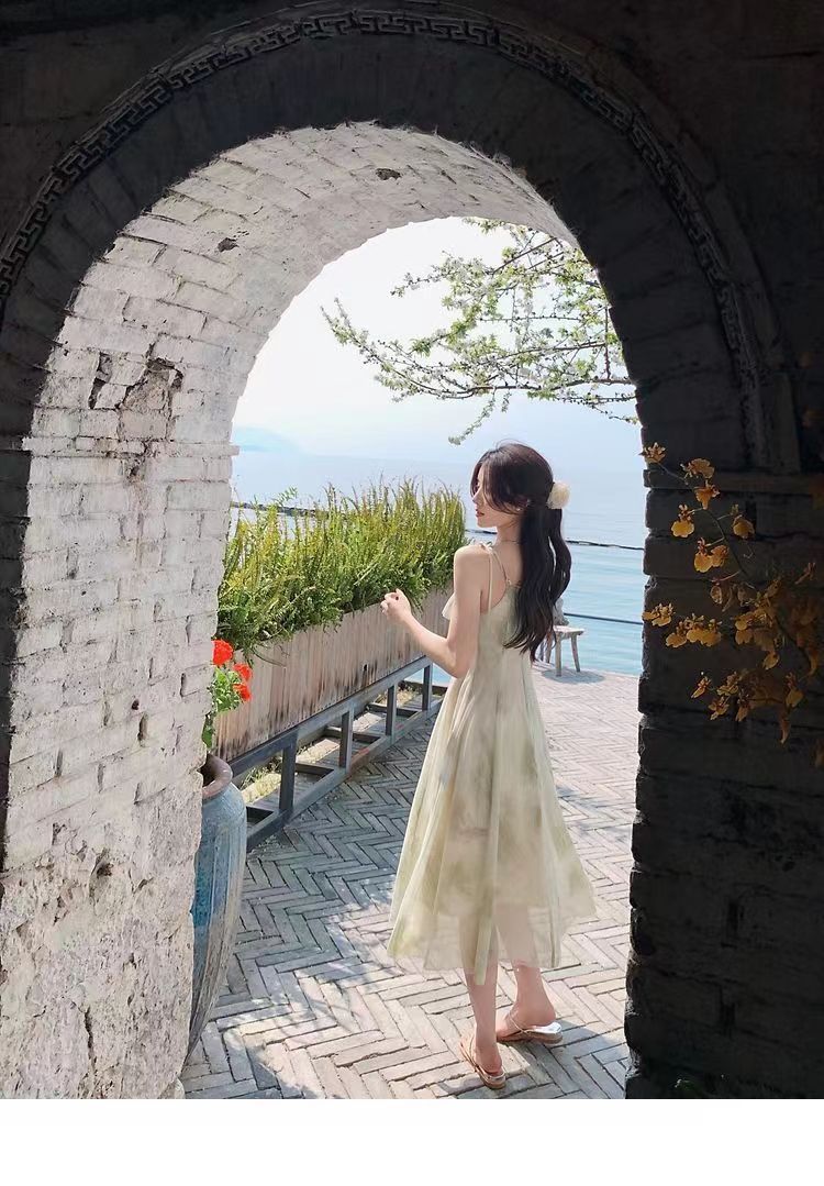 New Style Summer New Arrival Long Dress Fairy Ruffled Printed Sleeveless Elegant Dress