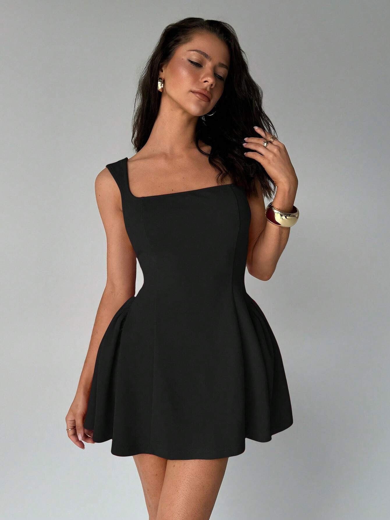 Women's Spring And Summer New Sexy Elegant Dress Square Collar Sleeveless Sling Slim-fit Skirt