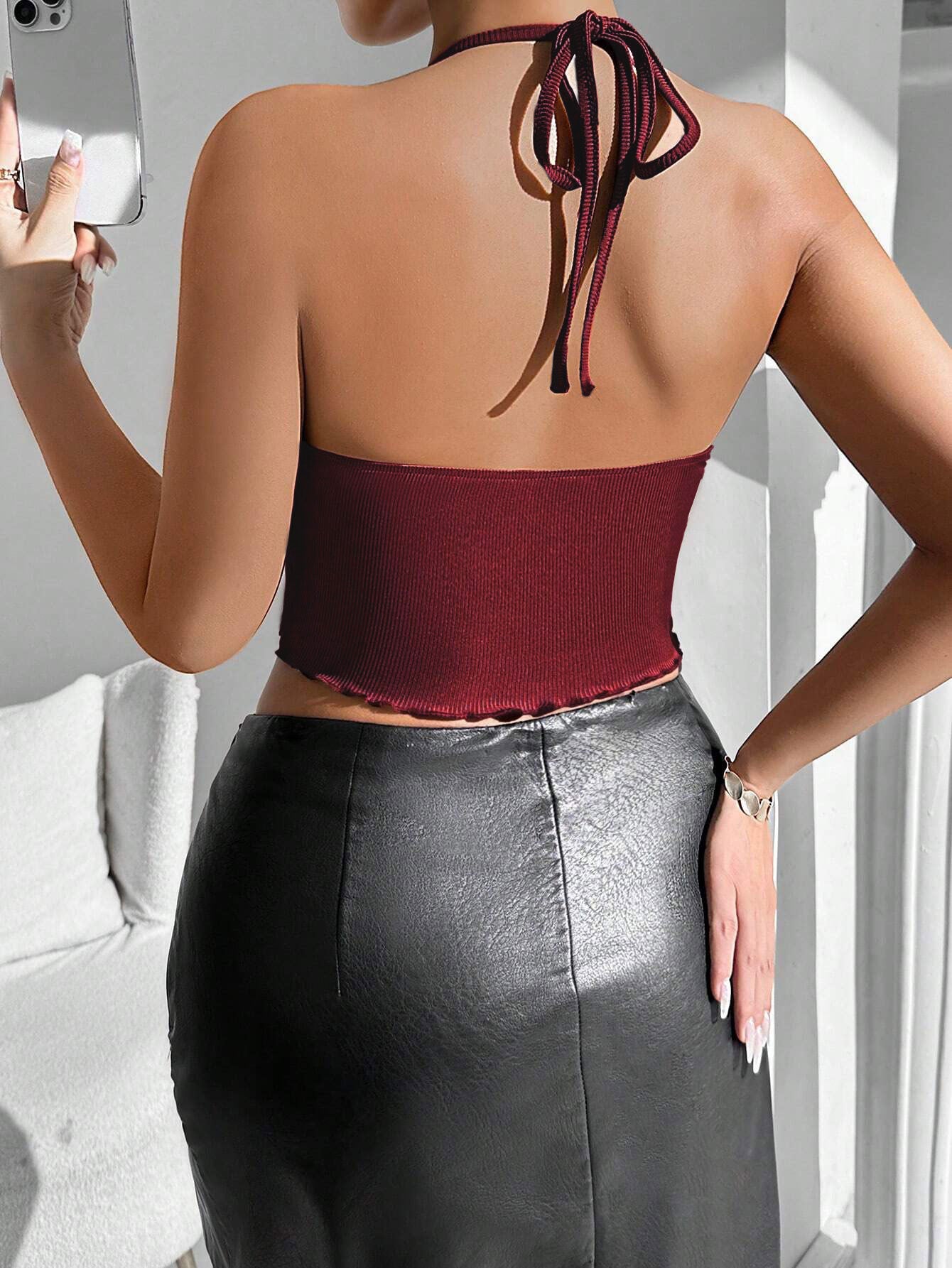 Girls Autumn Winter Backless Vest – Stylish Short Top