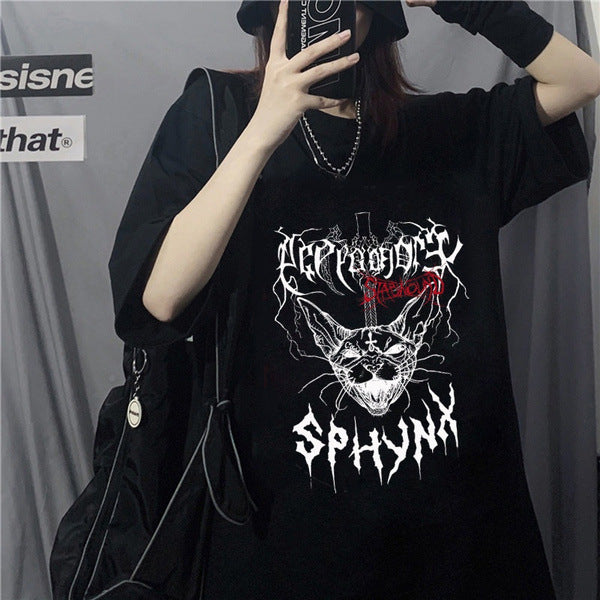 Shopee Wish Gothic Style Female T-shirt Punk Street Bad Girl T-shirts