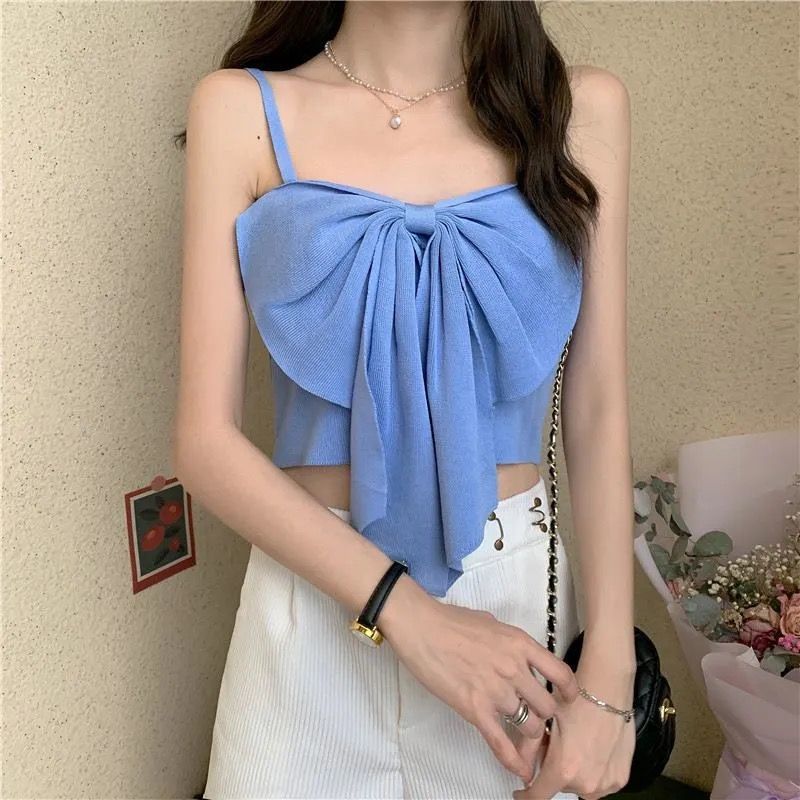 Women's Sexy Butterfly Knot Knitted Vest – Summer Sleeveless Trendy Top