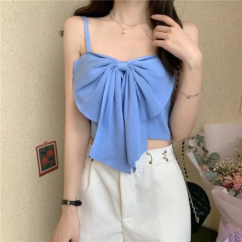 Women's Sexy Butterfly Knot Knitted Vest – Summer Sleeveless Trendy Top