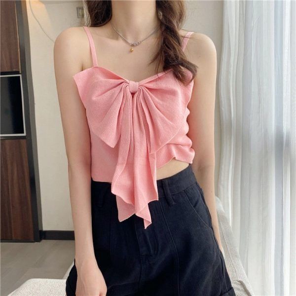 Women's Sexy Butterfly Knot Knitted Vest – Summer Sleeveless Trendy Top