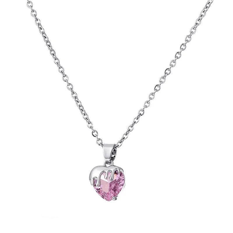 Sweet Heart Shape Alloy Plating Artificial Rhinestones Women's Necklace