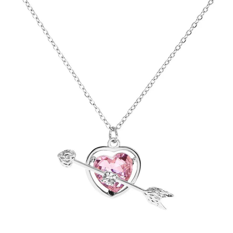 Sweet Heart Shape Alloy Plating Artificial Rhinestones Women's Necklace