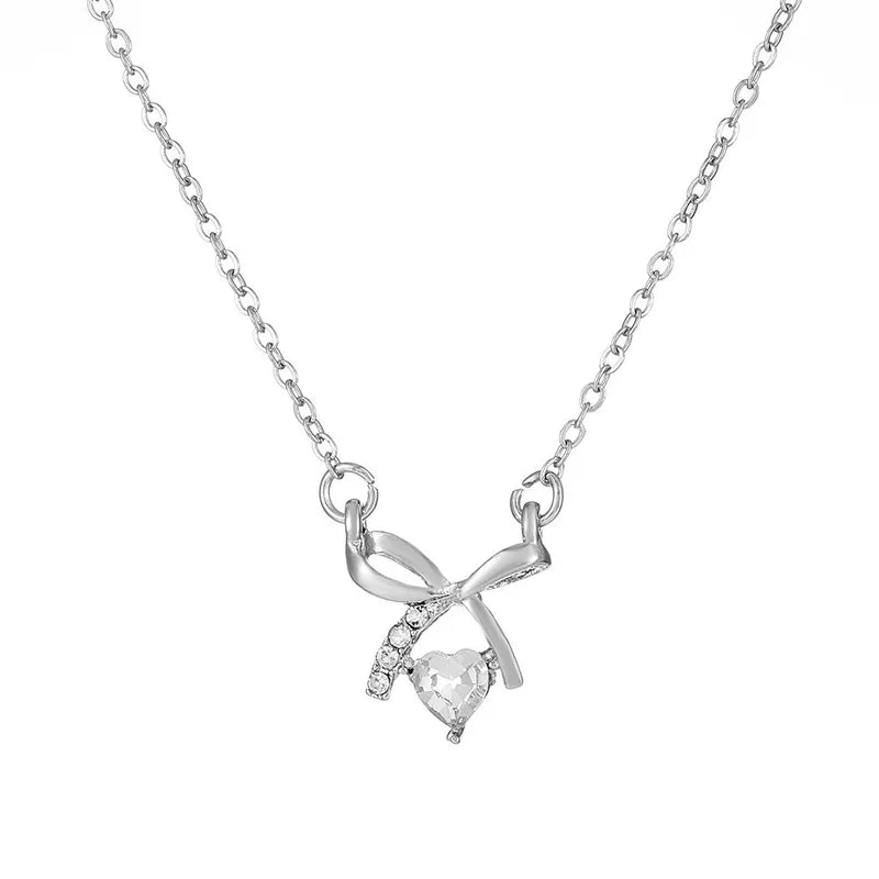 Sweet Heart Shape Alloy Plating Artificial Rhinestones Women's Necklace